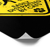 Warnzeichen leicht abgelenkt von Katzen Funny Cat  Poster (Ecke)