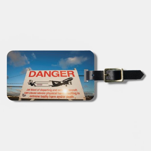 Warnzeichen nahe Flughafen St. Maarten, Gepäckanhänger (Vorderseite horizontal)