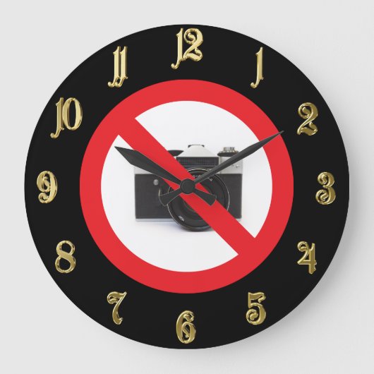 Warnzeichen ohne Kamera Große Wanduhr (Vorderseite)