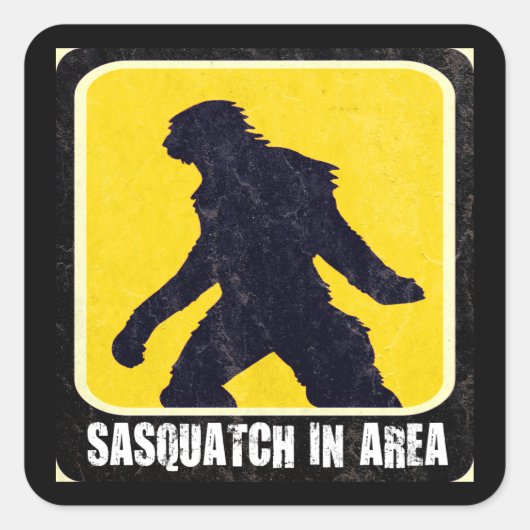 Warnzeichen - Sasquatch im Bereich Quadratischer Aufkleber (Vorderseite)
