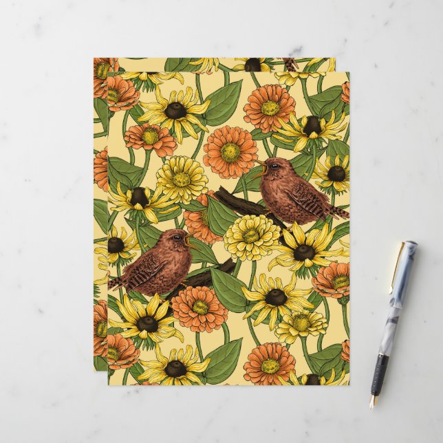 Warnzeichen und Blume, blassgelb (Vorderseite/Rückseite Beispiel)