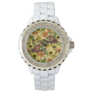 Warnzeichen und Blume, blassgelb Armbanduhr