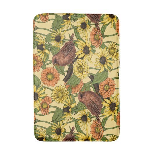 Warnzeichen und Blume, blassgelb Badematte (Vorderseite Vertikal)