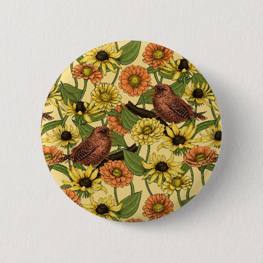 Warnzeichen und Blume, blassgelb Button (Vorderseite)