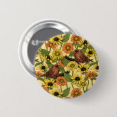 Warnzeichen und Blume, blassgelb Button (Vorne & Hinten)