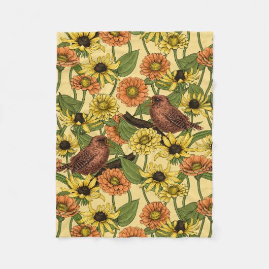 Warnzeichen und Blume, blassgelb Fleecedecke (Vorderseite)