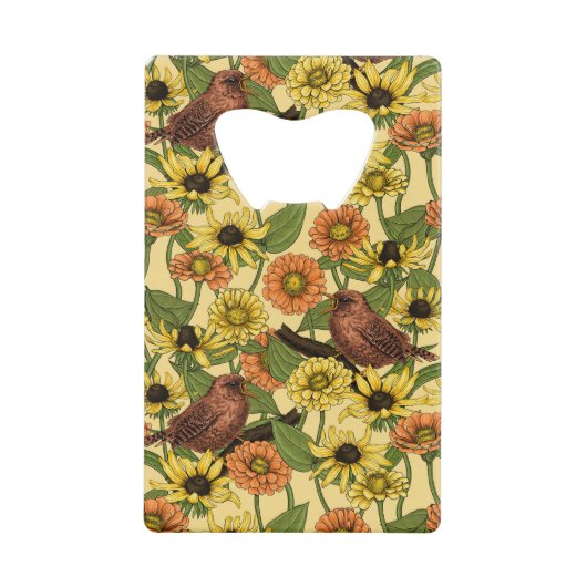 Warnzeichen und Blume, blassgelb Geldbeutel Flaschenöffner (Vorderseite)