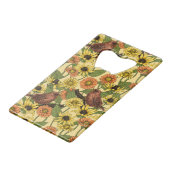 Warnzeichen und Blume, blassgelb Geldbeutel Flaschenöffner (Vorderseite Schrägansicht)