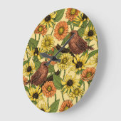 Warnzeichen und Blume, blassgelb Große Wanduhr (Winkel)