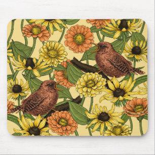 Warnzeichen und Blume, blassgelb Mousepad