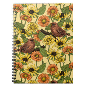 Warnzeichen und Blume, blassgelb Notizblock