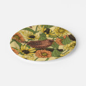 Warnzeichen und Blume, blassgelb Pappteller (Schrägansicht)