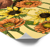 Warnzeichen und Blume, blassgelb Poster (Ecke)