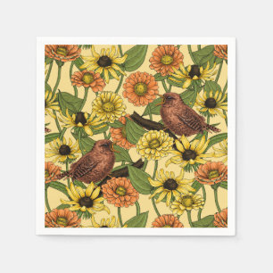 Warnzeichen und Blume, blassgelb Serviette