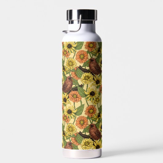 Warnzeichen und Blume, blassgelb Trinkflasche (Rechts)