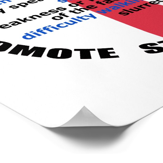 Warnzeichen und Symptome eines Schlaganfalls Poste Poster (Ecke)