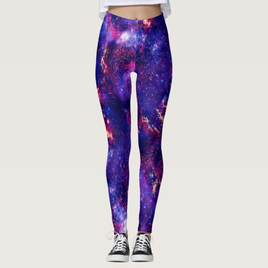 Warp Speed Nebel Galaxien Muster Leggings (Vorderseite)