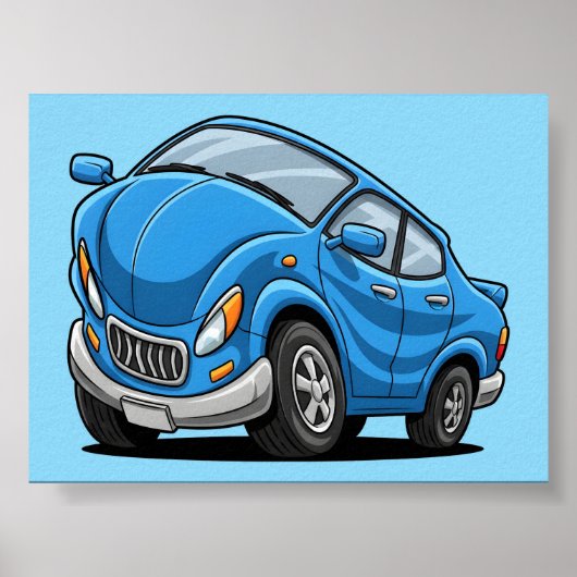 Warped Blue Cartoon Auto Poster (Vorne)