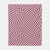 Warped Burgundy Red White Karos Checked Fleecedecke (Vorderseite)