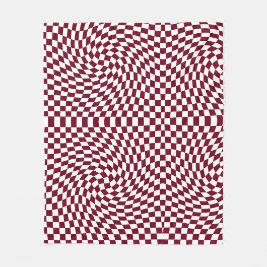 Warped Burgundy Red White Karos Checked Fleecedecke (Vorderseite)