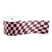 Warped Burgundy Red White Karos Checked Satinband (Spule)