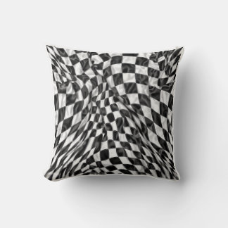 Warped Checkerboard Pattern | Soft Optical Illusio Kissen