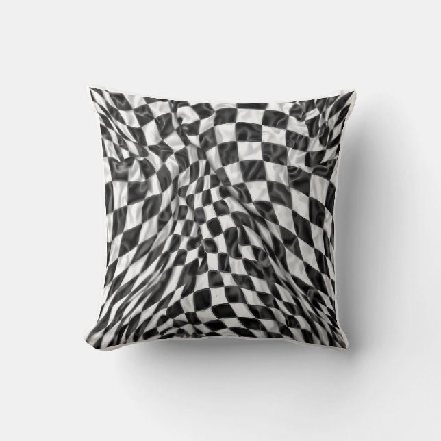 Warped Checkerboard Pattern | Soft Optical Illusio Kissen (Vorderseite)