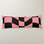 Warped Checkerboard Throw Pillow Trippy Pink Retro Seitenschläferkissen (Rückseite)
