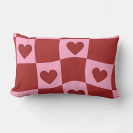 Warped Crimson Pink Checkerboard Pillow Lendenkissen