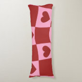 Warped Crimson Pink Checkerboard Pillow Seitenschläferkissen (Vorderseite Vertikal)