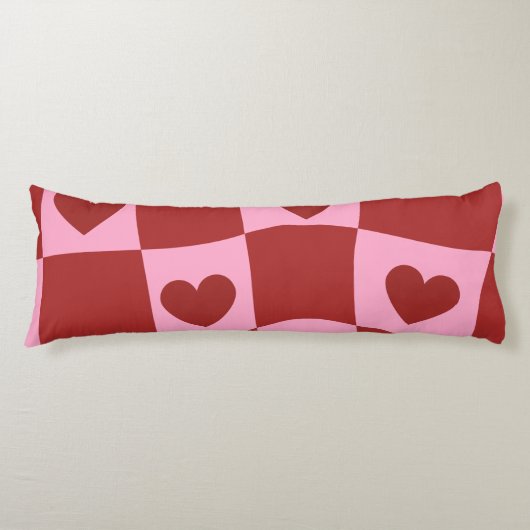 Warped Crimson Pink Checkerboard Pillow Seitenschläferkissen (Vorderseite)