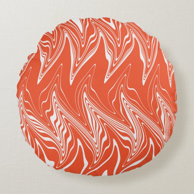 Warpfarben - orange und weiß rundes kissen (Vorderseite)