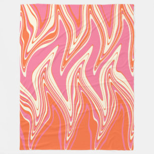 Warpfarben - Rosa, Orange und Creme Fleecedecke