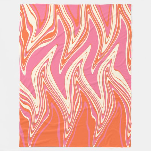 Warpfarben - Rosa, Orange und Creme Fleecedecke (Vorderseite)