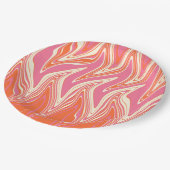 Warpfarben - Rosa, Orange und Creme Pappteller (Schrägansicht)