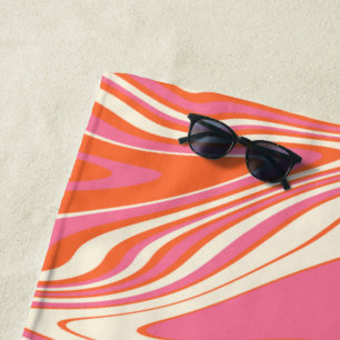 Warpfarben - Rosa, Orange und Creme Strandtuch