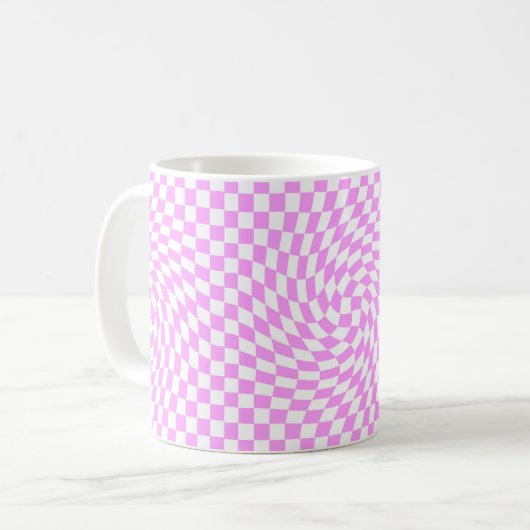 Warpkarton-Muster, rosa und weiß Kaffeetasse (Vorderseite Links)