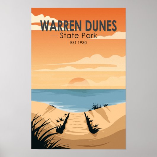 Warren Dunes Staat Park Michigan Vintag Poster (Vorne)