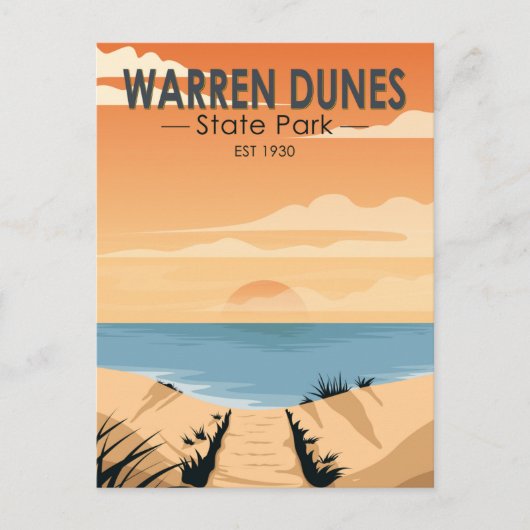 Warren Dunes Staat Park Michigan Vintag Postkarte (Vorderseite)