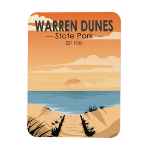 Warren Dunes State Park Michigan Vintage Magnet