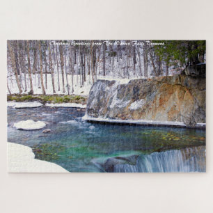 Warren Falls Vermont.Frohe Weihnachten Puzzle