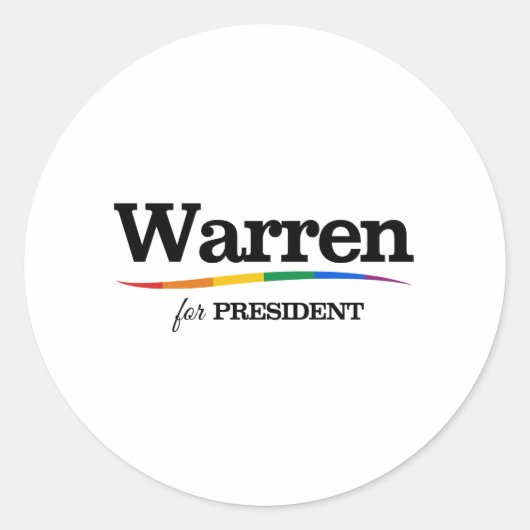 Warren für Präsident Runder Aufkleber (Vorderseite)