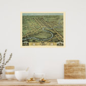 Warren, OH Panoramakarte - 1870 Poster (Küche)