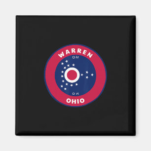 Warren Ohio Oh Flagge Dge Roundlet Souvenir  Magnet