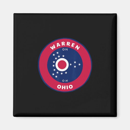 Warren Ohio Oh Flagge Dge Roundlet Souvenir Magnet (Vorne)
