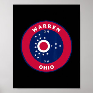 Warren Ohio Oh Flagge Dge Rund Souvenir Poster