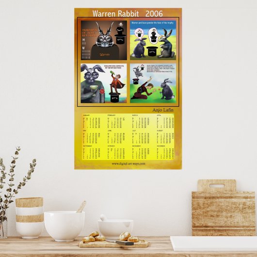 Warren Rabbit 2006 calendar by Anjo Lafin Poster (Küche)