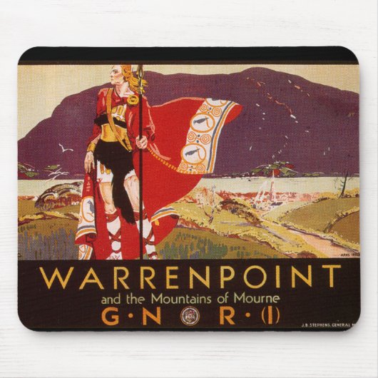 Warrenpoint Irisches Eisenbahnplakat Mousepad (Vorne)