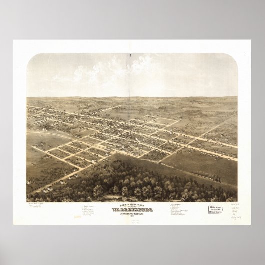 Warrensburg Missouri 1869 Antike Panoramakarte Poster (Vorne)