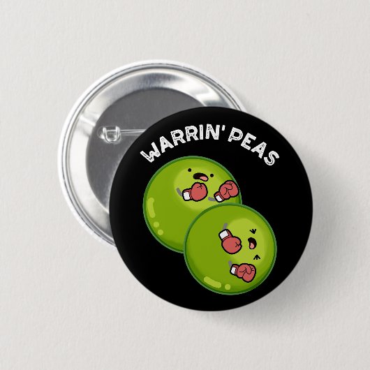 Warrin Peace Funny Pea Pun Dark BG Button (Vorne & Hinten)